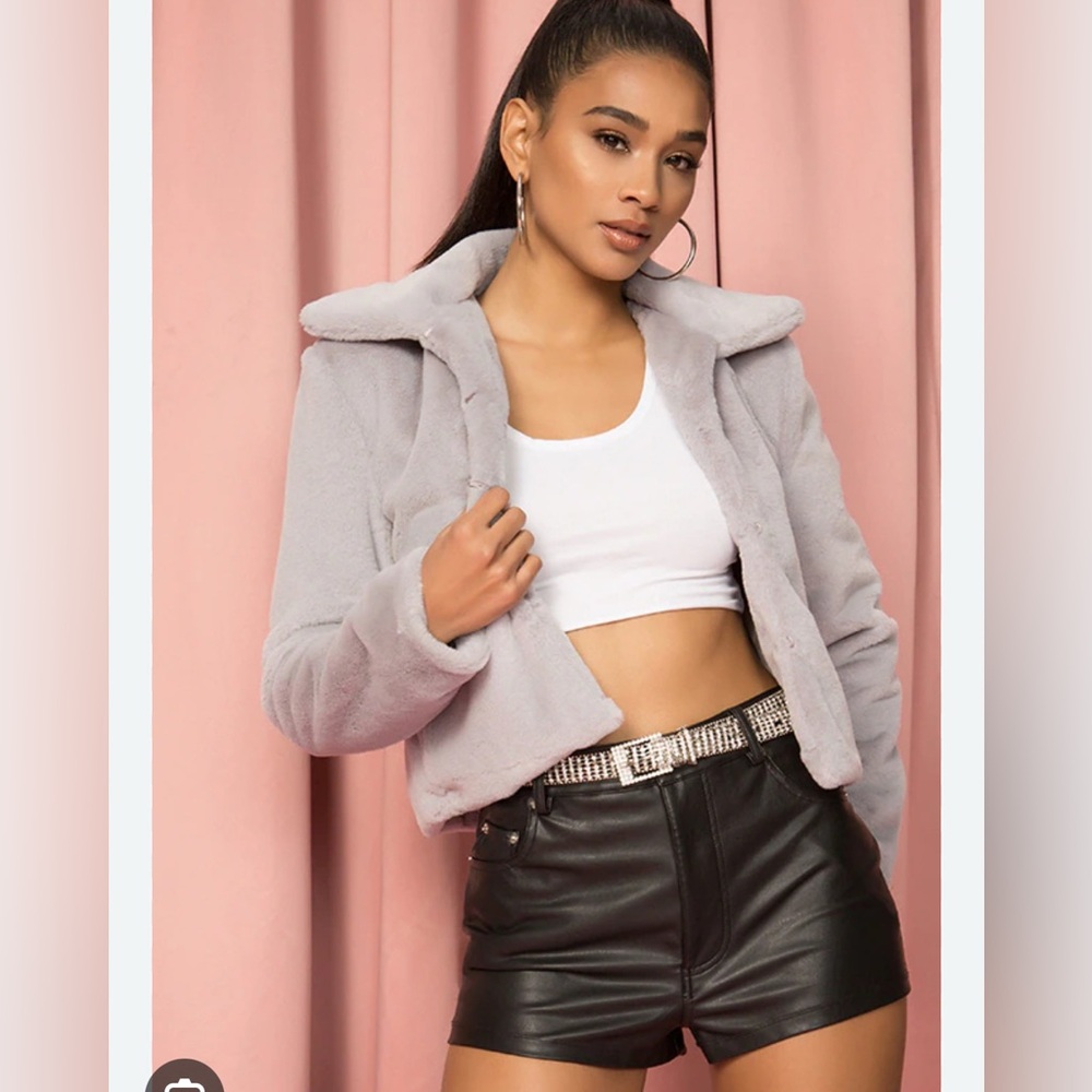 Superdown Tianna Faux Fur Jacket in Grey - Size Small